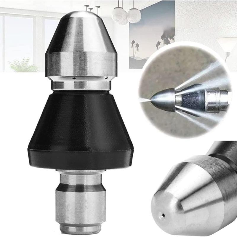 Sewer Cleaning Tool High Pressure Nozzle, Durable Pipe Unclogged Nozzle with 1 Front Jet and 6 Rear Jet, Drain Clog Remove Tool 8