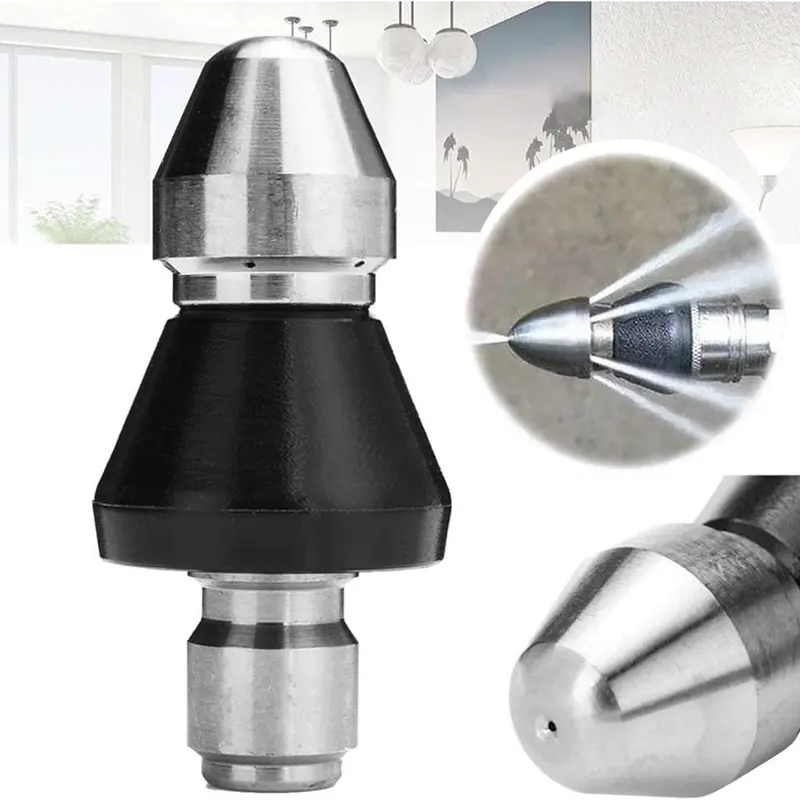 Sewer Cleaning Tool High Pressure Nozzle, Durable Pipe Unclogged Nozzle with 1 Front Jet and 6 Rear Jet, Drain Clog Remove Tool 7