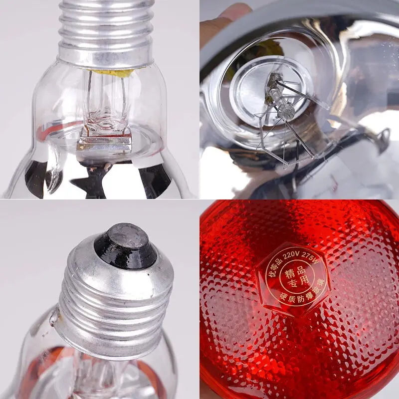 Bóng đèn sưởi ấm, 220V, Thích hợp cho gia cầm, bò sát, thực vật và lưỡng cư, đèn sưởi ấm, chăn nuôi, cách nhiệt hồng ngoại, có sẵn trong 100W / 150W / 200W / 250W 3