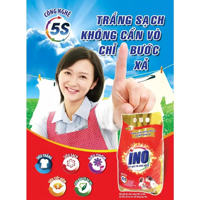 GIÁ SỐC - COMBO 5 Bịch Bột giặt INO 700gr trắng sáng, siêu sạch, siêu thơm, siêu bảo vệ da tay, siêu tiết kiệm 2
