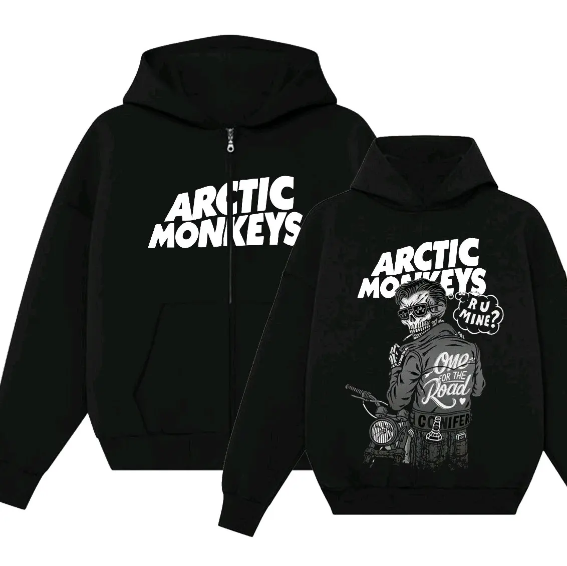 Hoodie Zipper Sablon musik Jacket Resleting pria wanita warna Hitam Bahan Fleece Tebal Sweater Distro Band Nyaman Digital Lokal Metal Keren Jumper Hoodies & Sweaters Holiday Casual