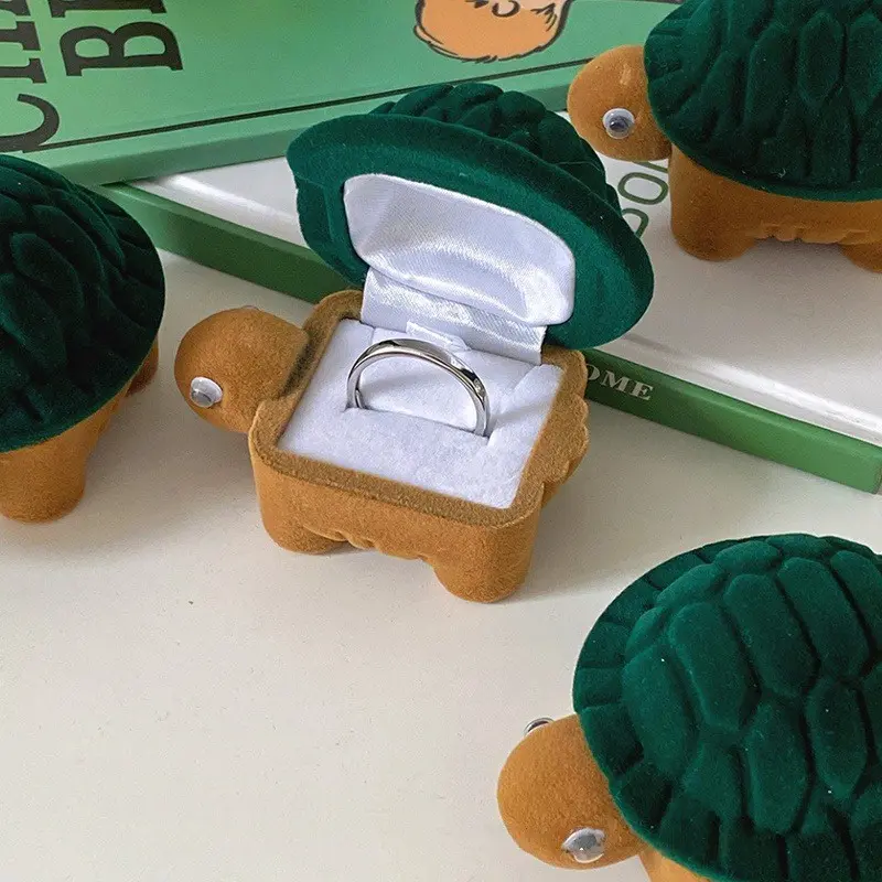 Hộp Đựng Trang Sức Hình Chú Rùa, Nhẫn Ếch Sáng Tạo Dễ Thương Làm Qùa Tặng