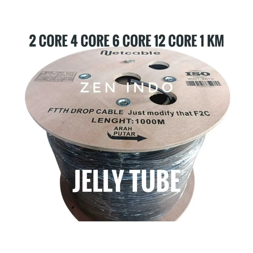 NETCABLE Kabel FO Fiber Optik DROPCORE JELLY TUBE Core 2 Core 4 Core 6 Core 8 Core 12 Core panjang 1000M 2000M 1KM 2KM NETCABLE