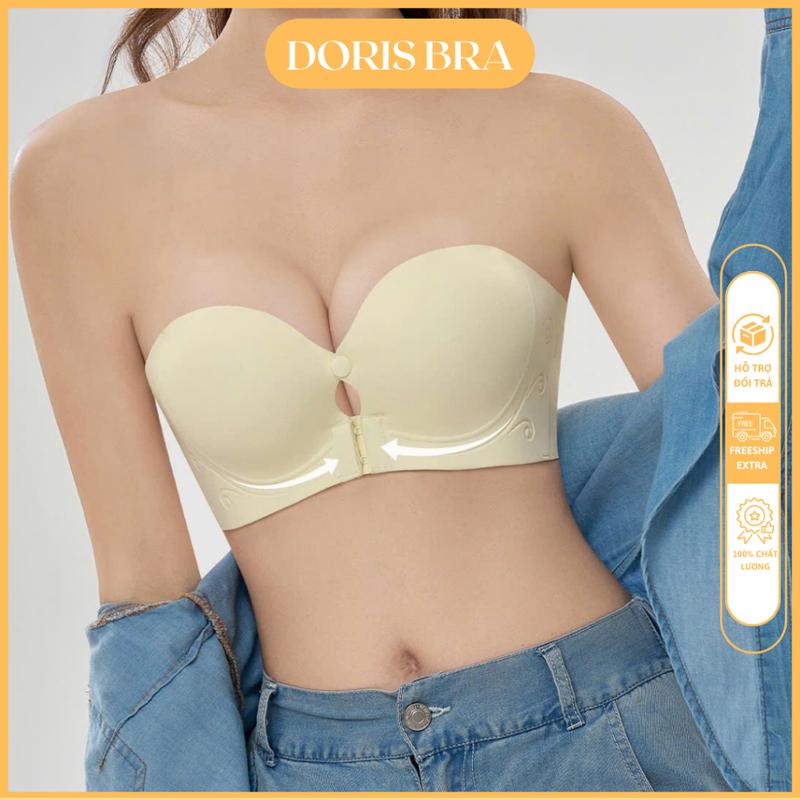 Áo lót nữ DORIS AC119, áo cup ngực không dây chống tụt đệm bàn tay cài trước nâng ngực tạo khe bhtiktok  plus