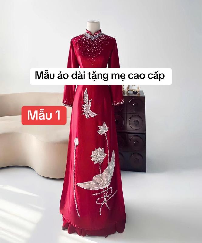  ÁO DÀI MẸ SUI GIA LỤA TÔ CHÂU CAO CẤP KẾT HẠT THỦ CÔNG CÂO CẤP Nữ áo  dài 