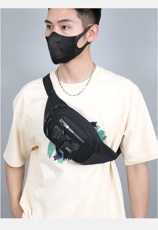 Product Introduction of Solid Color Men Chest Bag Outdoor Sports Waist Pack For Boys Multi Layered Design Crossbody Bags 7