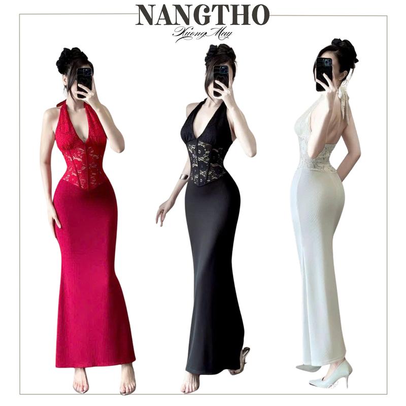 708 XẢ KHO CUỐI NĂM Đầm Body thiết kế Cổ Yếm Ren corset Phối Thun Gân Gợi Cảm Sang Chảnh đi biển