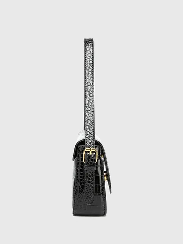 Women's Fashionable Crocodile Embossed Design Shoulder Bag, Casual Versatile Crossbody Bag with Adjustable Strap for Daily Used 3