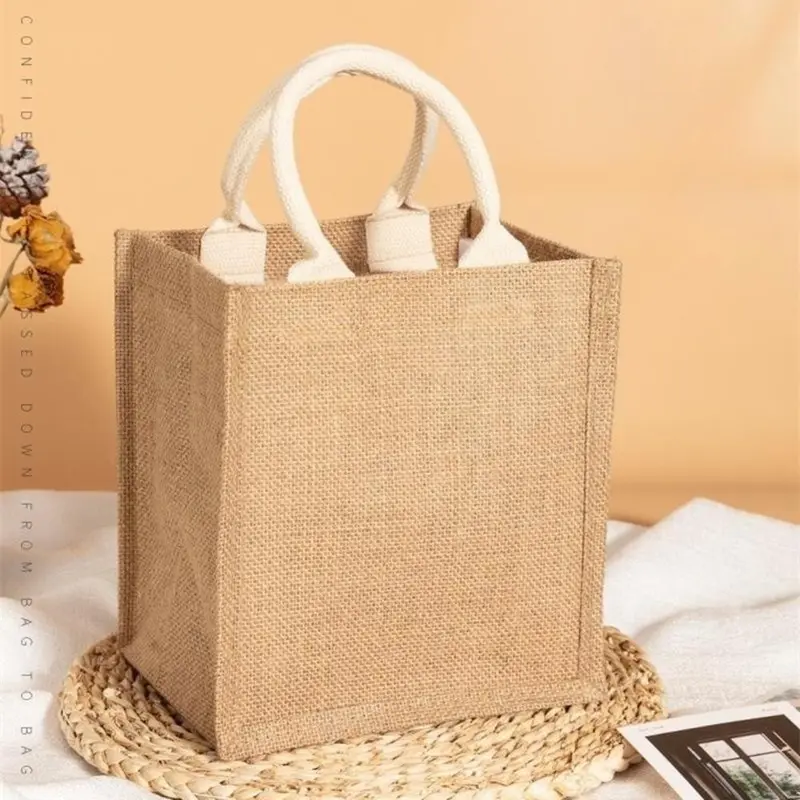Túi Tote Vải Lanh Cổ Điển Cho Nữ, Ví Mua Sắm, Túi Xách Đi Biển Mùa Hè, Túi Tự Làm Retro, Tay Cầm Đầu Sinh Thái Di Động, Nhiều Kích Cỡ, Túi Mua Sắm 7
