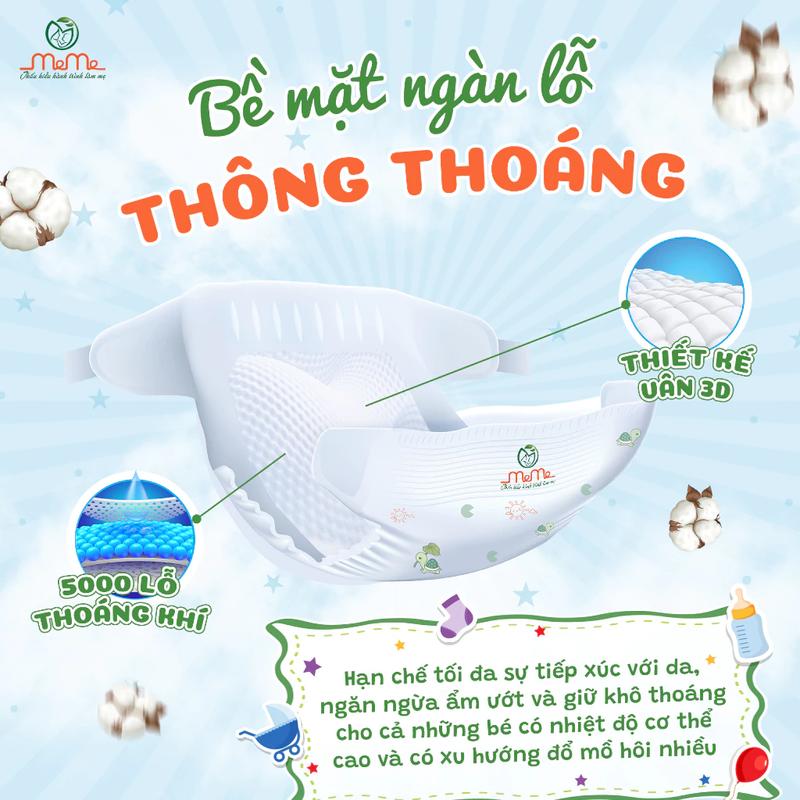 [Shop TD02] Tã bỉm Mễ Mễ thường, Mễ Mễ Prime Mềm Mỏng Siêu Thấm Khô Thoáng Cho Bé Mền Xốp 7