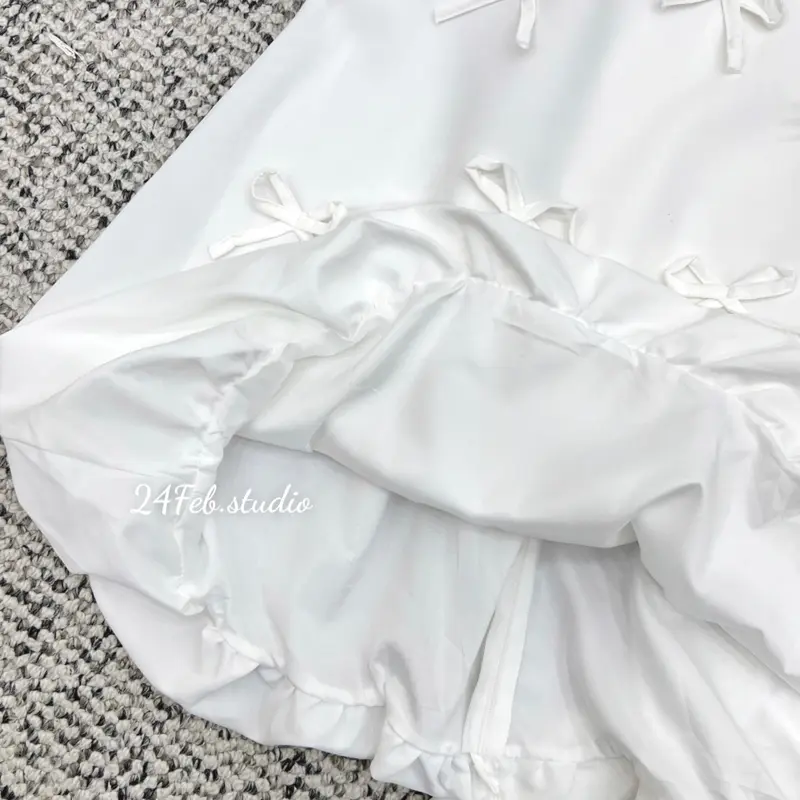 [SET55] Set áo ba lỗ kèm chân váy xếp li dáng ngắn đính nơ phong cách tiểu thư Hàn Quốc 7