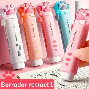 Borrador con Diseño de Pata de Gato, 1 Unidad Portátil de Borrador de Retráctil, Herramienta de Escritura y Corrección para Casa, Escuela y Oficina