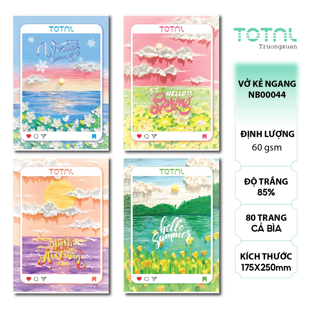 Combo 5 quyển Vở kẻ ngang Total Season.03 - 80 trang, Mã:NB44
