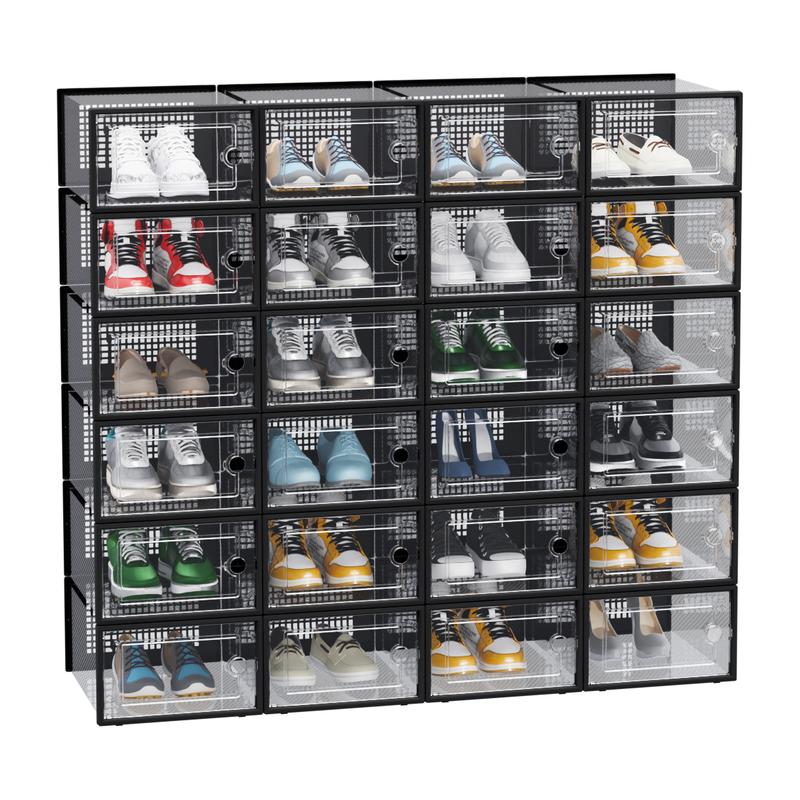 12/24pcs Thickened Transparent Shoe Boxes With Lid, Foldable Stackable ...