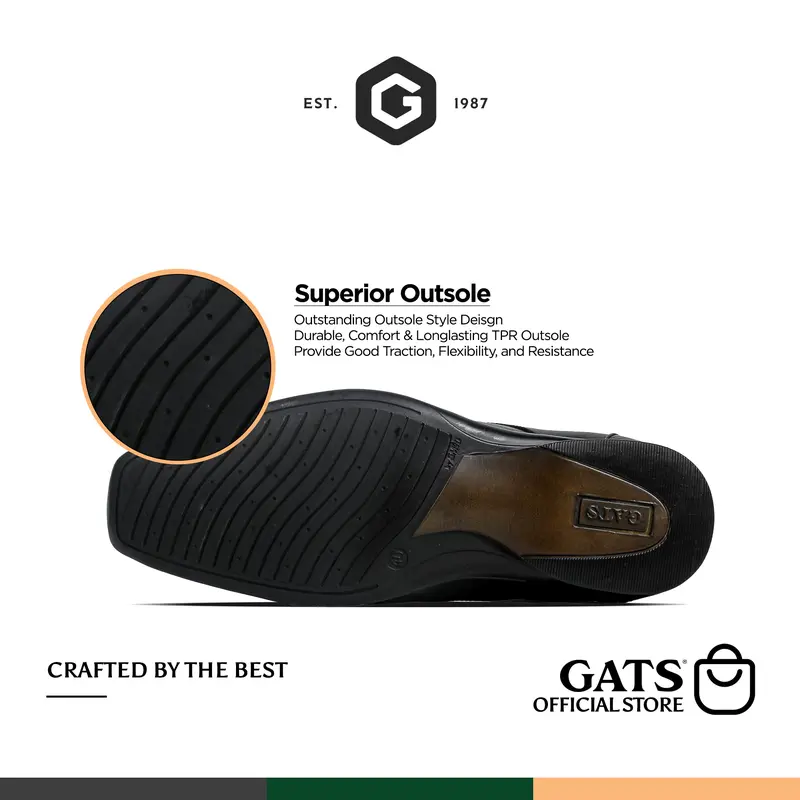 GATS - ZU 0003 - Sepatu Kulit Oxford Hitam Casual Pria 4
