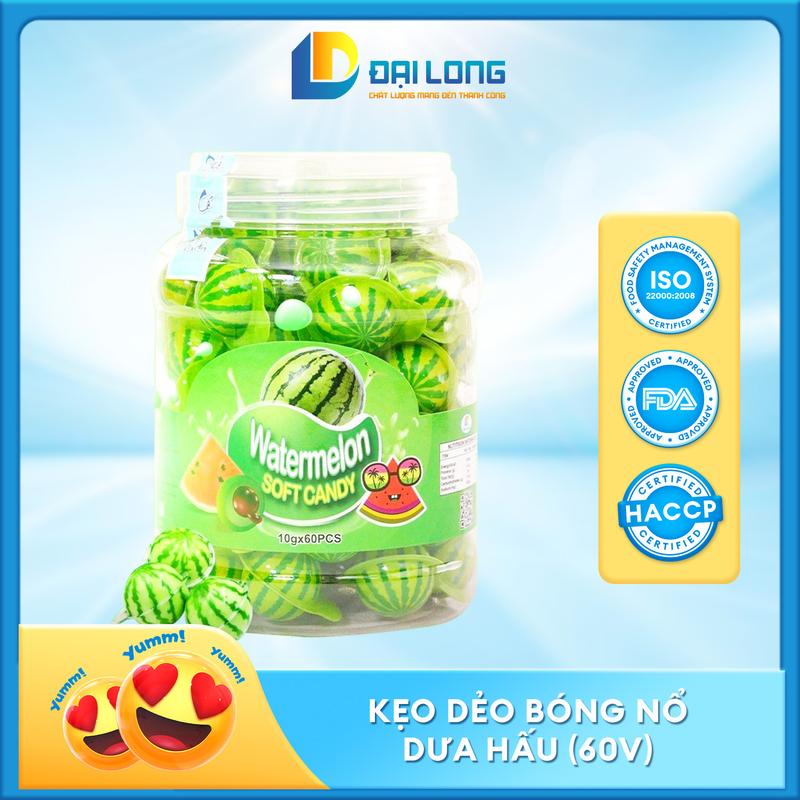 [Hộp 60 viên] Kẹo dẻo bóng nổ dưa hấu có nhân Đại Long thơm ngon hàng chuẩn đáng yêu giá rẻ dành cho trẻ em liên hoan, hội họp, sinh nhật Snack Candy Ăn Vặt