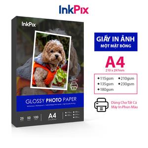 Giấy in ảnh A4 InkPix 1 mặt bóng 21x30 100 tờ 50/25 tờ Glossy photo paper