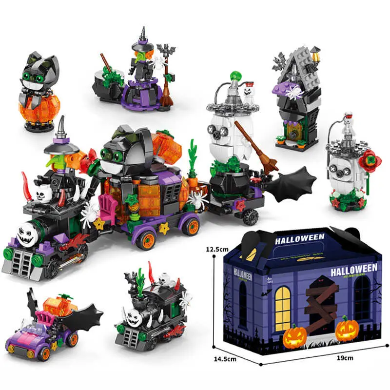 Creative Halloween House Ghost Train Desktop Atmosphere Decoration Building Bloc Bric Toys for Kids Boys and Girls 6