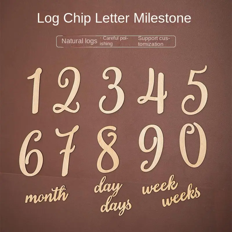 Wooden Numbers Letter Milestone, Newborn Baby Time Record Table, Baby Photographing Propskidstoys creative