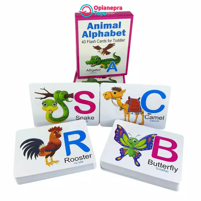 Flash Card Kartu Pintar Animal Hewan Binatang Alphabet Alfabet Huruf Glossy Tebal - 40 Lembar 0