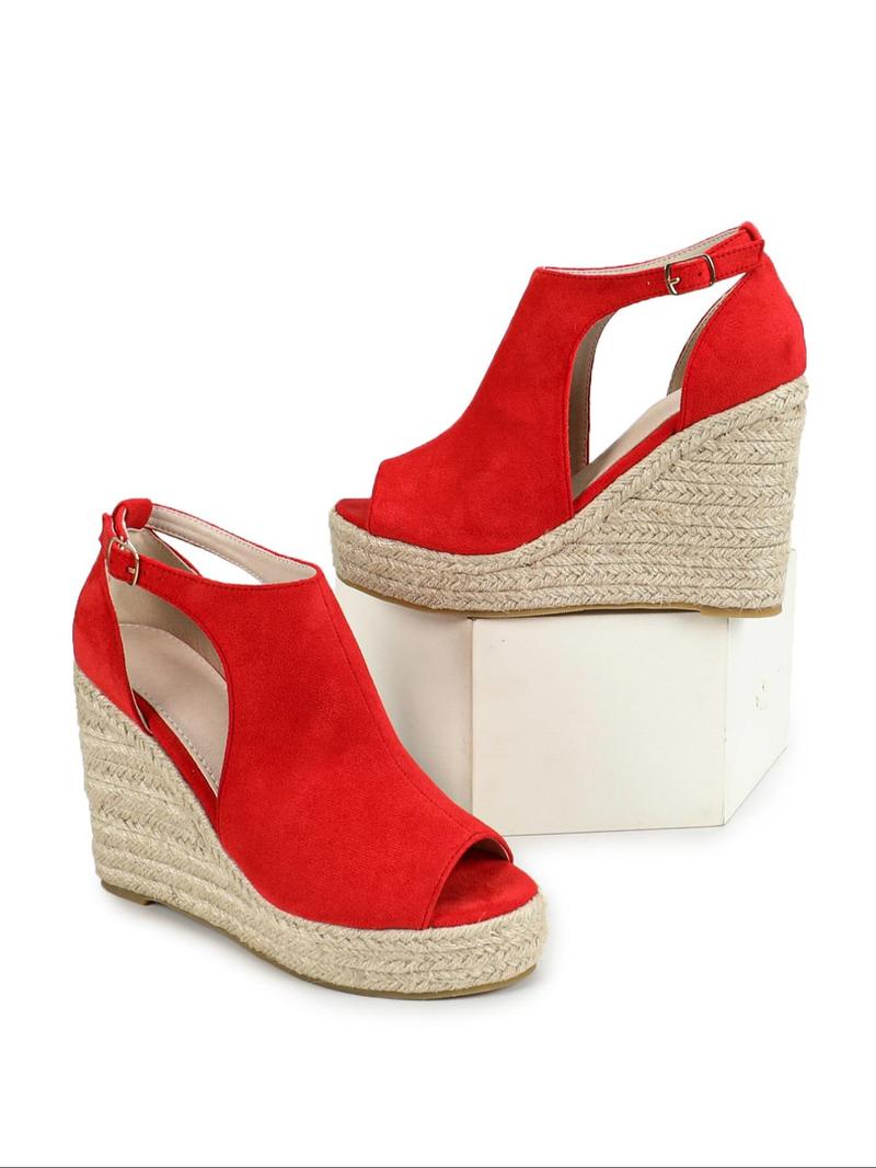 Product Introduction of Women's Fashionable Peep Toe Espadrille Wedges, Casual Comfortable Wedge Shoes for Daily Wear, Lightweight Breathable Shoes for All Seasons 8