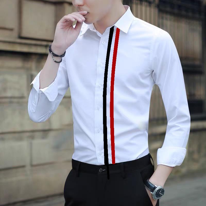 ÁO SƠ MI NAM QUỐC DÂN, ÁO SƠ MI NAM CÔNG SỞ PHONG CÁCH HÀN QUỐC TAY DÀI,  VẢI LỤA MỀM MỊN (PHÙ HỢP CÂN NẶNG TỪ 40-95KG) Màu trắng Menswear Shirt 0