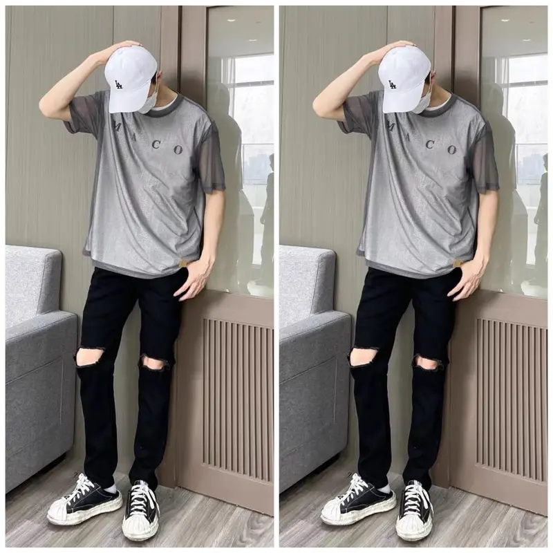 Quần jean nam rách vá gối to chất bò co dãn 4 chiều mẫu mới chuẩn shop quần bò nam Menswear Pants QJP2V62 4