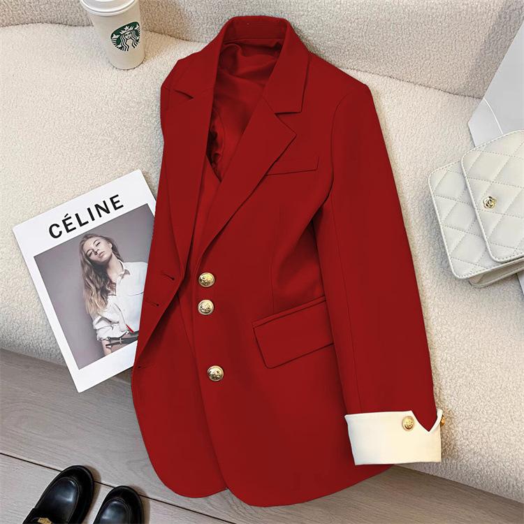 Áo khoác blazer Áo khoác nữ Áo khoác vest 2 lớp có dệm cầu vai MÀU ĐỎ ĐÔ MẪU MỚI NHẤT 2025 Jacket Voi Top Women Kem Lịch