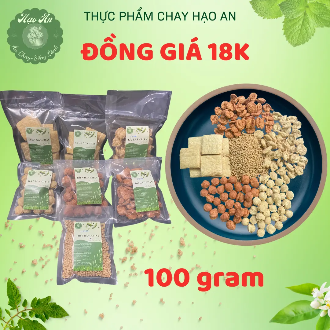 ĐỒNG GIÁ 100GR - COMBO Sườn Non Chay - Bò Lát - Gà Lát - Thịt Bằm - Bò Viên - Gà Viên Chay - Thực Phẩm Chay Hạo An