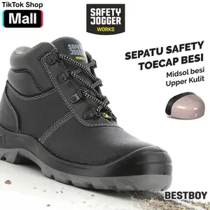 Sepatu Safety Jogger Bestboy S3 Midsole Besi Upper Kulit Tahan Selip Anti Percikan Pencegahan Statis - Boots - 37