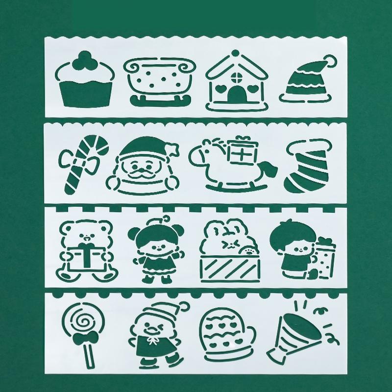 Christmas Multi Pattern Plastic Ruler Painting Drawing Template Christmas Pattern Ruler Stationery Office Supplies 7