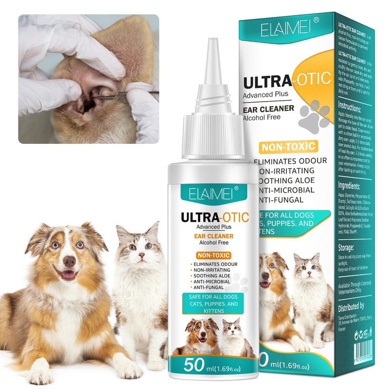[Ready Stock & Cod] Elaimei Pet Ear Cleaning Liquid Ear Mite Removal Child Meatus Acusticus Cleaning for Cats and Dogs Ear Cleaning Liquid 50ml 0