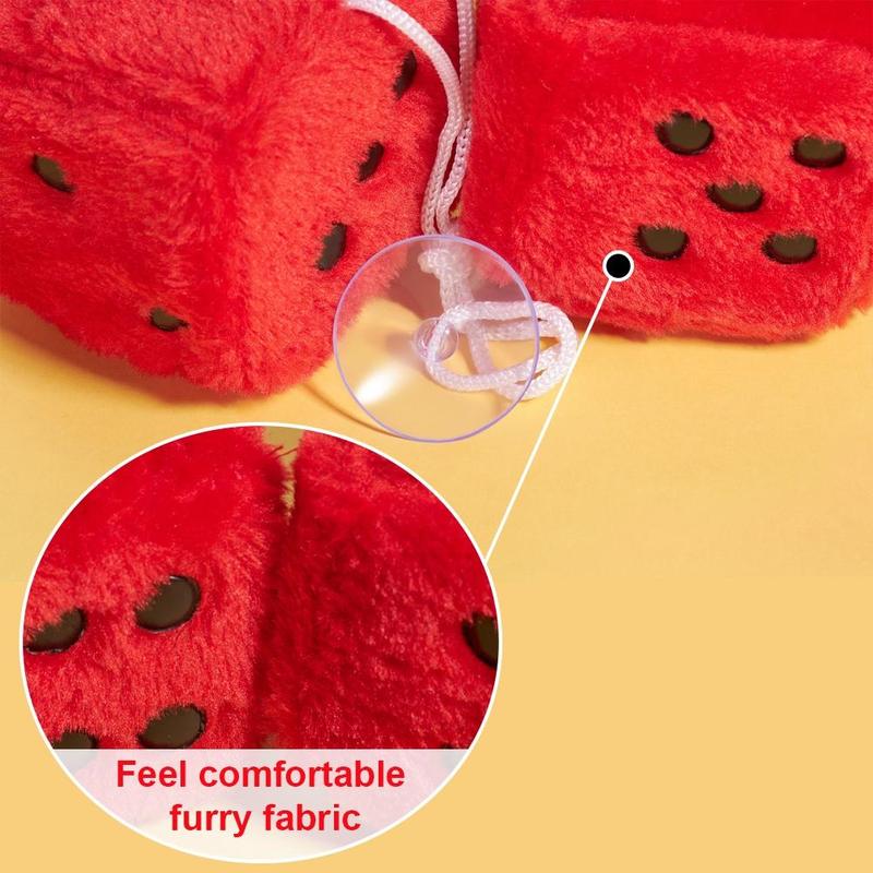 Creative Plush Dice Design Car Hanging Decoration, 1 Pair Soft Dice Car Mirror Hanging Ornament, Car Interior Accessories 4