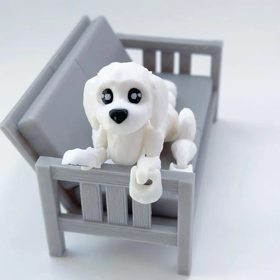 Cute Puppy Design 3D Printed Model, 1 Count Creative Desktop Decoration Ornament, Flexible Joints Creative Desktop Decoration Statue, Dog Model Only