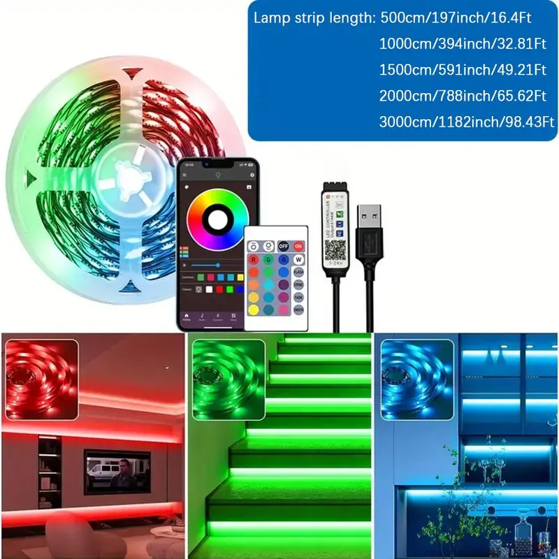 Smart LED Strip Light, 1 Count USB Powered LED Light Strip with APP & Remote Control, Decorative Light for Home Party Festival 1