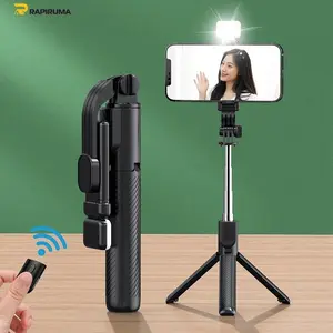 Tongsis Selfie Tripod Lampu LED Bluetooth 4 In 1 dengan remote control/ Selfie Stick Portable Flexible lampu LED/ Selfie Stick 360º Panjang Holder Wireless