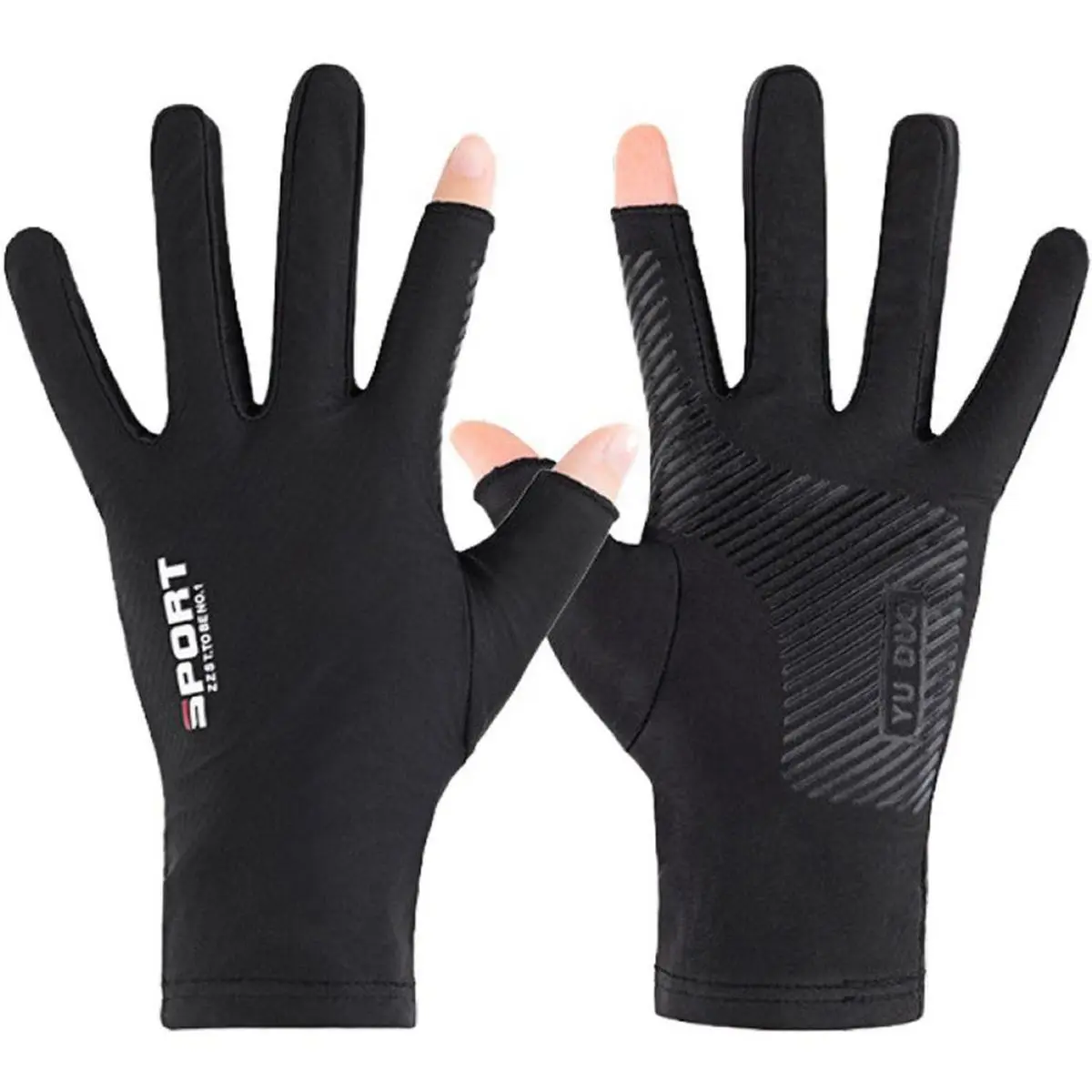 Găng tay chống nắng, chống tia UV - Găng tay hở ngón chống trượt chơi thể thao - đi xe máy