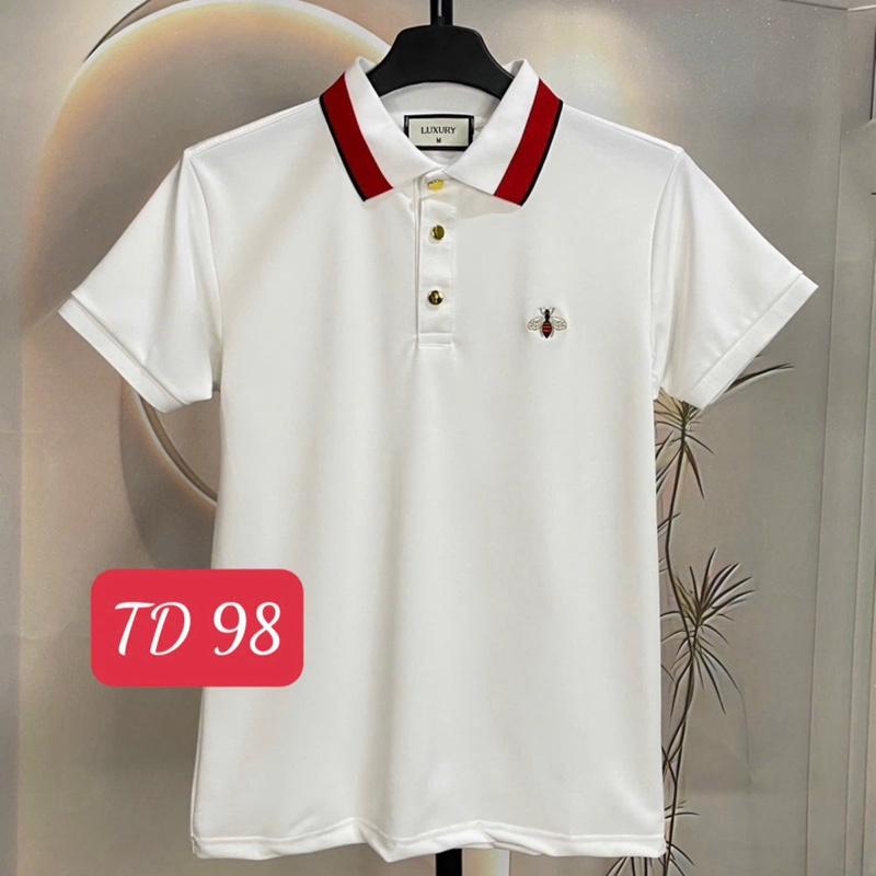 Áo polo nam cao cấp cổ dệt viền đỏ thêu ông đen Menswear Ong Ngắn Tay Thun Cotton Shirt
