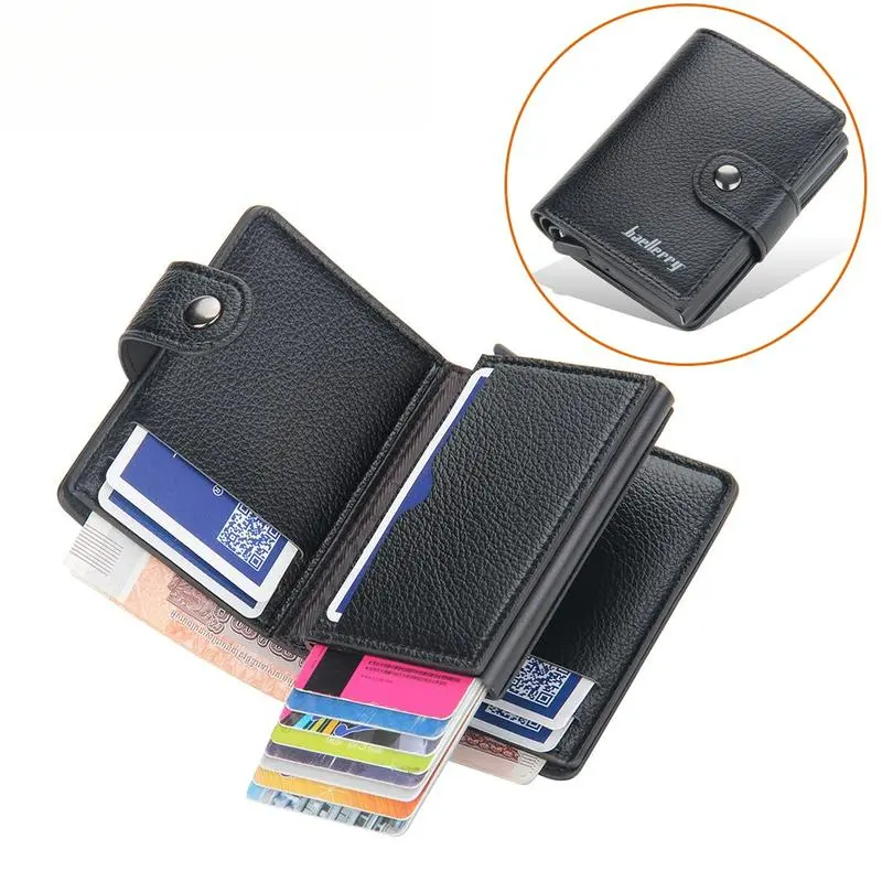 Men's RFID Card Holder, Aluminum Card Holder, Magnetic Anti-Theft Clasp, Automatic Pop-up Card Wallet
