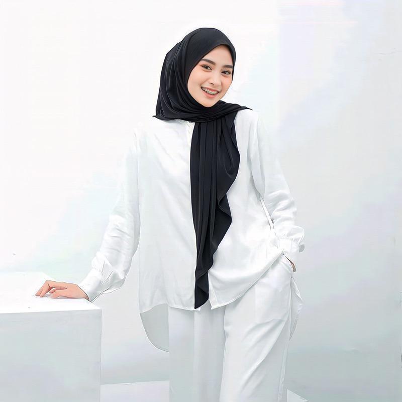 HIJAB SEGITIGA INSTAN JERSEY premium produk lokal umkm Kerudung Muslim Hitam 8