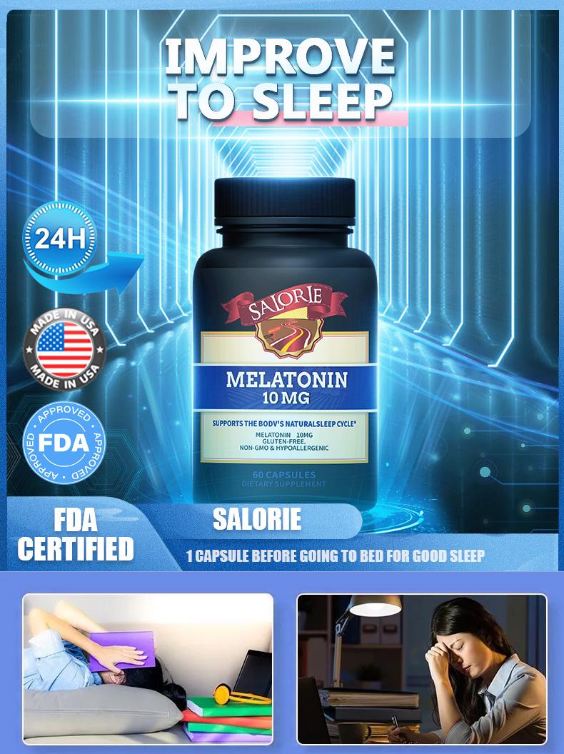 Product Introduction of Melatonin 10mg Extra Strength Capsules - Restful Sleep,with Blend of Chamomile, 100% Drug Free Sleep Aid for Adults, 60 Caps 13