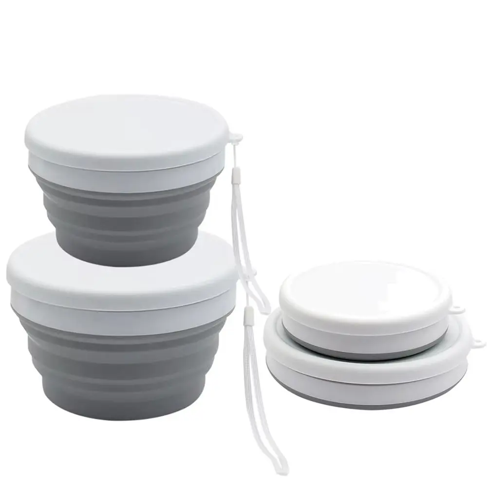 BPA-Free Lid Silicone Foldable Bowl Reusable Space-Saving Camping Salad Dish Widely Use Food Grade Folding Lunch Box Household