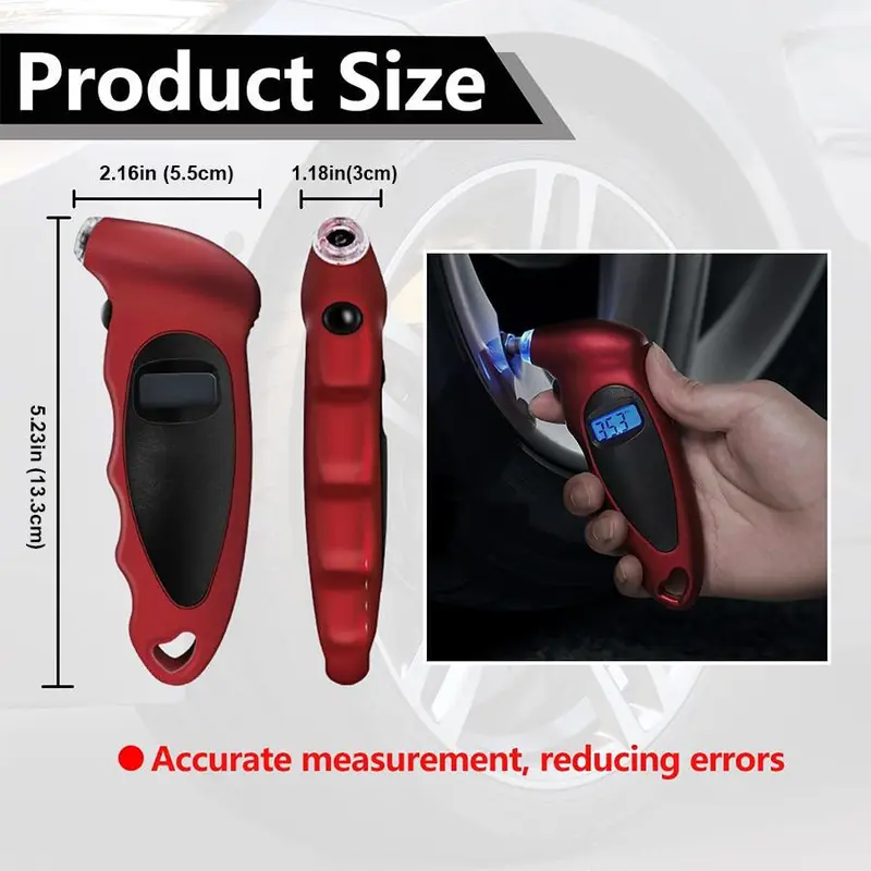 Digital Tire Pressure Gauge, 150 PSI 4 Settings Tire Pressure Gauge with Backlit LCD & Non-slip Grip, Universal Car Accessories for Pressure Check 1