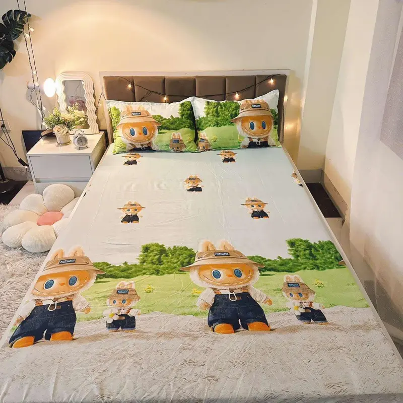 Bộ 3 Món Ga Gối Cotton Poly 1m2, 1m4, 1m6, 1m8, 2m2, Ga Đệm KTX, Drap Giường 4 Mùa (Bo Chun Miễn Phí)