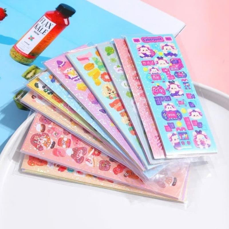 Sét 100 Miếng Dán Hoạt Hình Dễ Thương Không Trùng Lặp. Nhãn Sticker Có Kim Tuyến Lấp Lánh Dán Sổ Tay Cho Bé