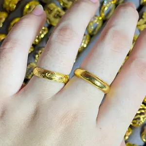 Cincin polos, mata & pasir ukir lapis emas 24k (100ml)