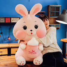 Product Introduction of Gấu bông Thỏ ôm bình sữa 60cm/1m cao cấp, đồ chơi cho bé  miễn phí thông mình  Toy Thú Bông Thú Nhồi Bông Phát Nhạc 13