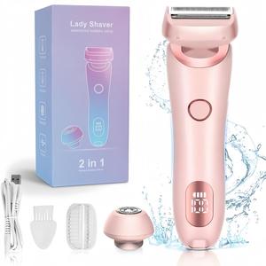 Electric Hair Remover, 1 Set Waterproof IPX7 2 in 1 Body Bikini & Facial Epilator, Body Hair Trimmer, Rechargeable Hair Removal Tool for Women