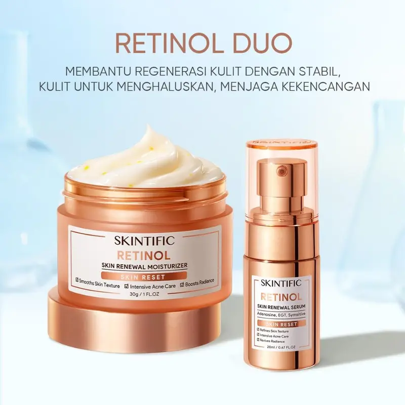 SKINTIFIC 2pcs Skincare Set | 2IN1 hero refresh set: Moisturizer + Serum/ Glowing Set / Anti Acne Set :Acne Treatment / Brightening Whitening / Barrier Repair / Pelembab Wajah Facial Acid Aging Hitam Ceramide Niacinamide Exfoliating Mencerahkan Pencerah 4