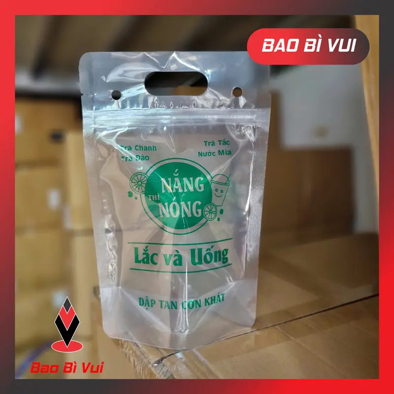 [1kg] Túi zip trà chanh in hình có quai xách - BAO BÌ VUI 3
